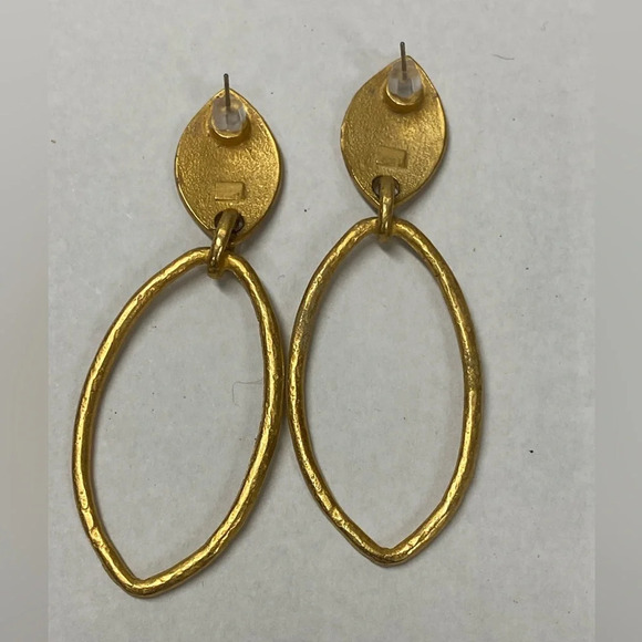 BRUSHED GOLD PIERCED EARRINGS. VINTAGE 80's. - Picture 6 of 6